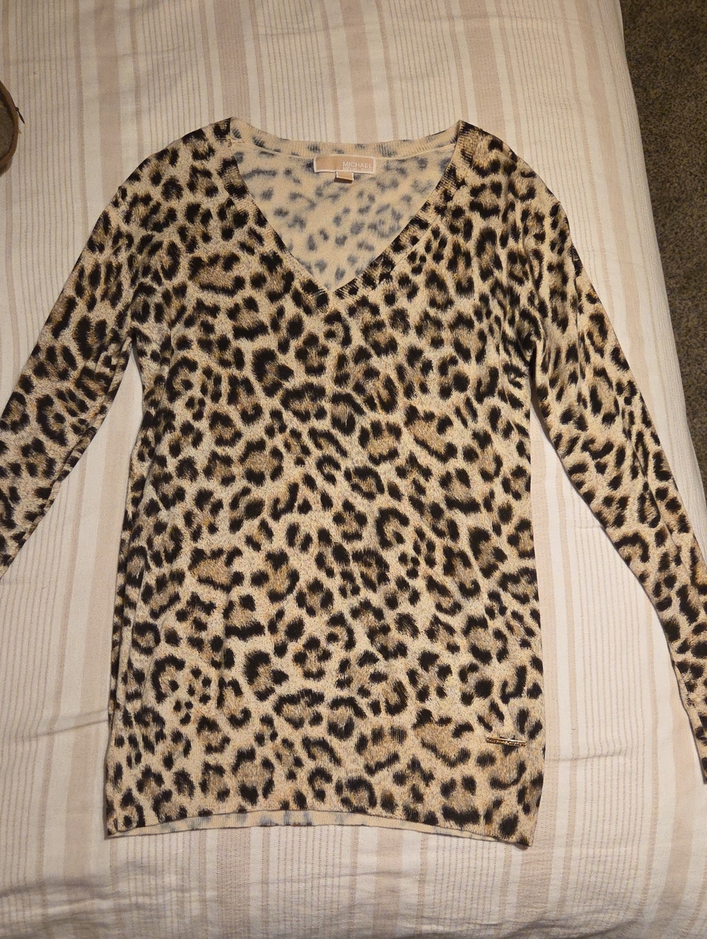 Michael Kors Beige Sweater with Black Leopard Spots